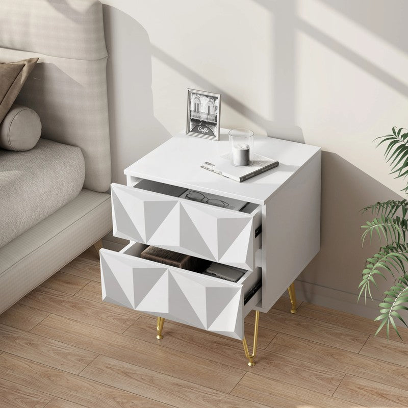 Bedside Table 40X53X40Cm Decorative Adult Nightstand Modern Storage Unit with 2
