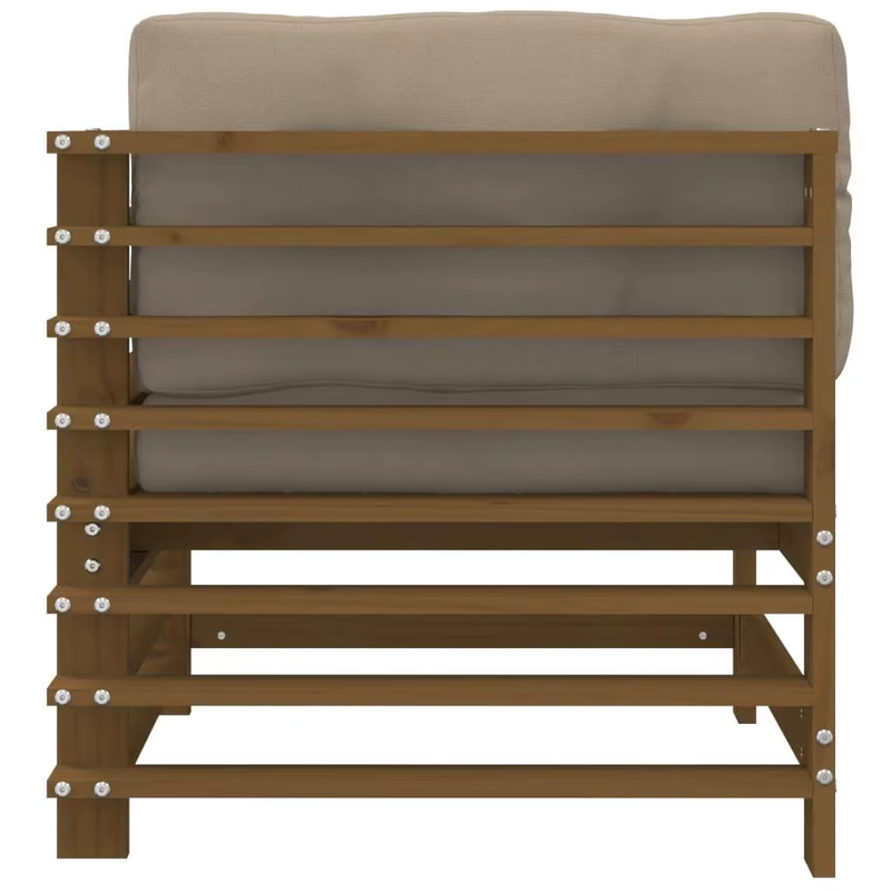 2-Piece Honey Brown Corner Sofa Set with Cushions - Solid Pine Wood