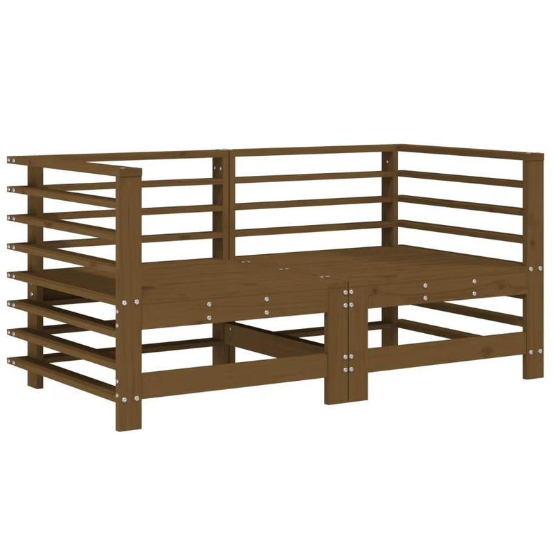 2-Piece Honey Brown Corner Sofa Set with Cushions - Solid Pine Wood