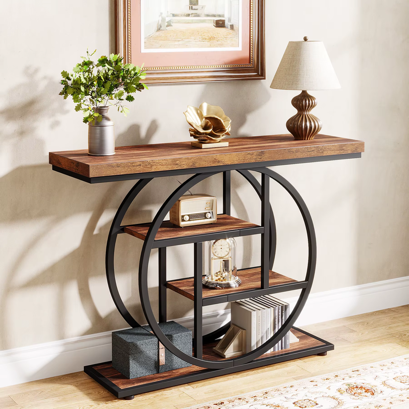 Console Table, 4-Tier Entryway Table, 41.3-Inch Industrial Sofa Table for Living