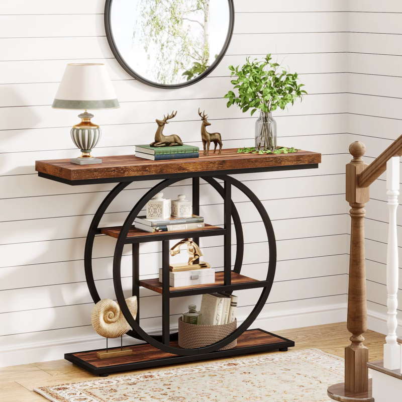 Console Table, 4-Tier Entryway Table, 41.3-Inch Industrial Sofa Table for Living