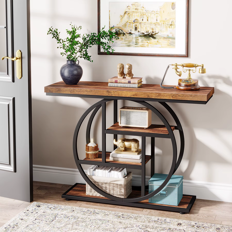 Console Table, 4-Tier Entryway Table, 41.3-Inch Industrial Sofa Table for Living