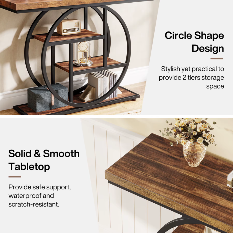Console Table, 4-Tier Entryway Table, 41.3-Inch Industrial Sofa Table for Living