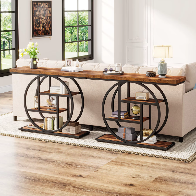 Console Table, 4-Tier Entryway Table, 41.3-Inch Industrial Sofa Table for Living