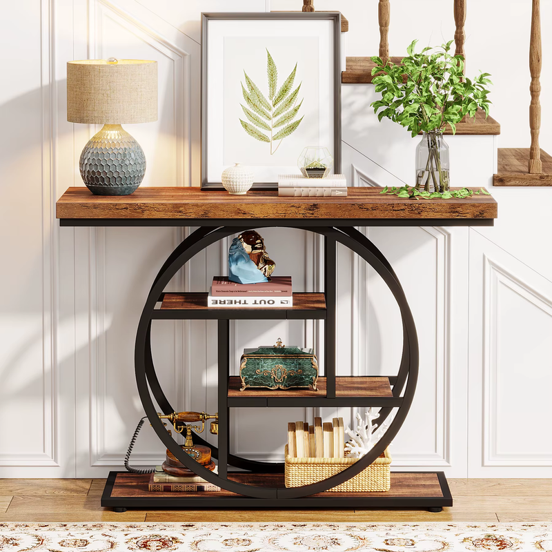 Console Table, 4-Tier Entryway Table, 41.3-Inch Industrial Sofa Table for Living