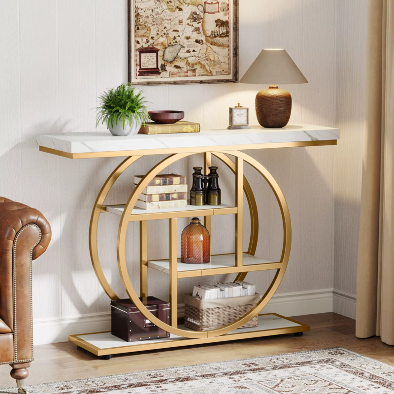Console Table, 4-Tier Entryway Table, 41.3-Inch Industrial Sofa Table for Living