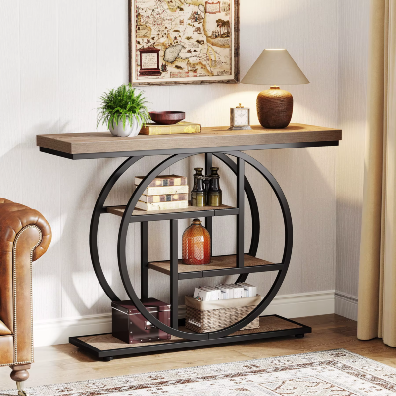 Console Table, 4-Tier Entryway Table, 41.3-Inch Industrial Sofa Table for Living