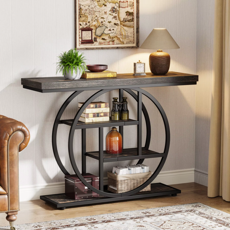 Console Table, 4-Tier Entryway Table, 41.3-Inch Industrial Sofa Table for Living