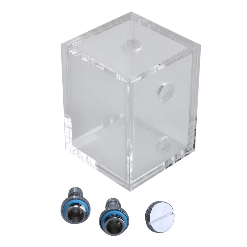 200Ml Mini Square Water Tank with 2 Tube Connectors 1 Cooling Fan Block 5Mm Thic