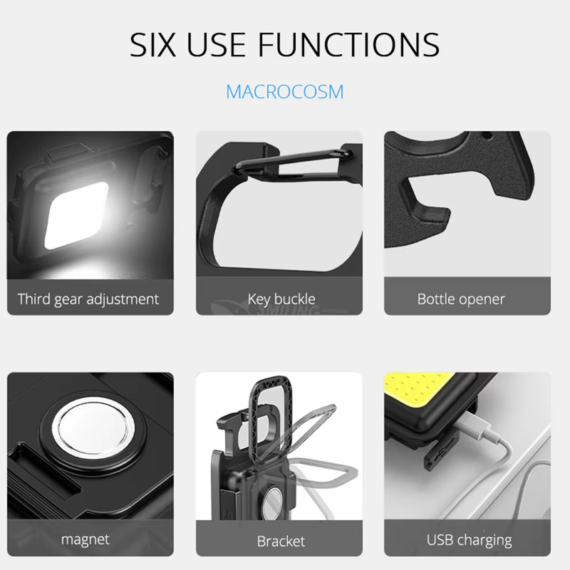 COB Pocket Work Light Multifunctional LED Mini Working Light 4 Modes with Hook B