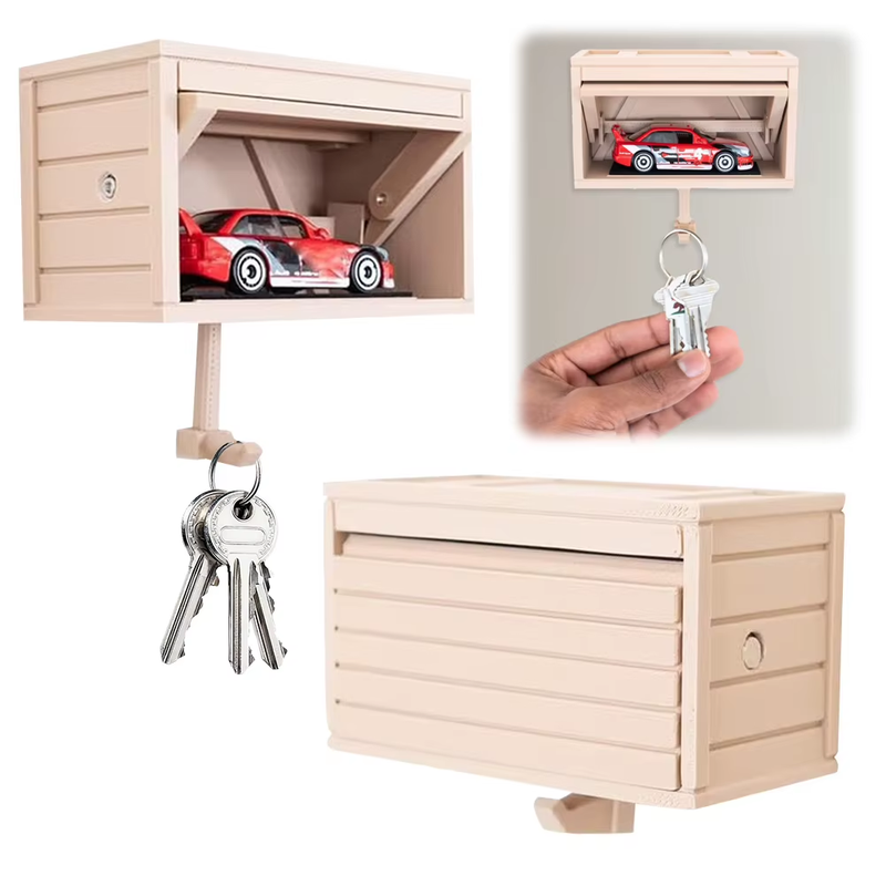 Fun Car Garage Key Holder with Opening Door Key Organizer Wall Mount Key Rack fo