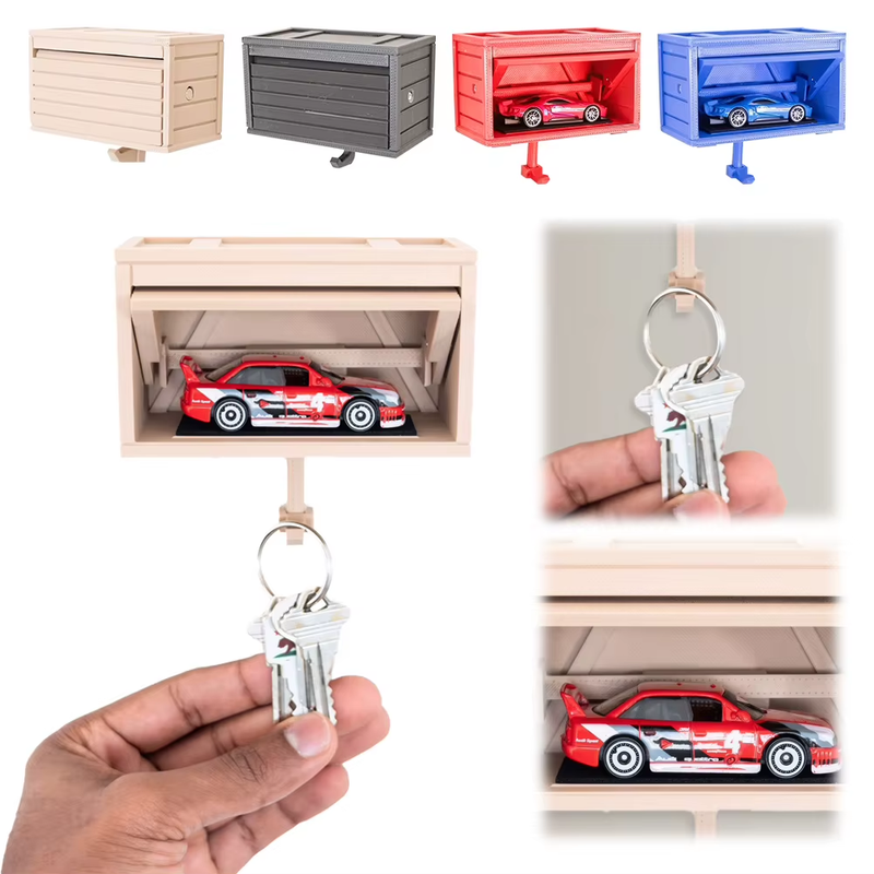 Fun Car Garage Key Holder with Opening Door Key Organizer Wall Mount Key Rack fo