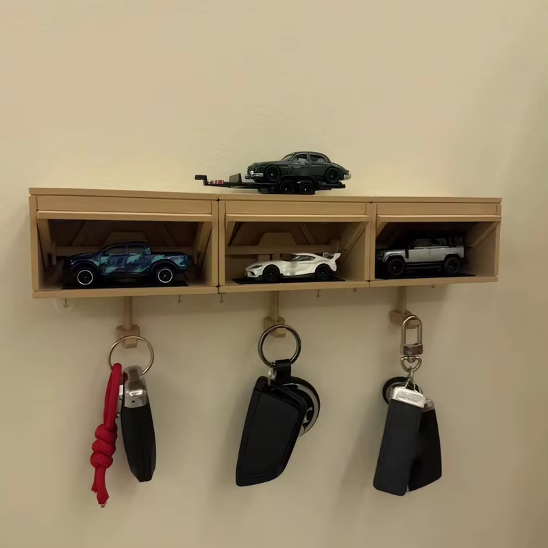 Fun Car Garage Key Holder with Opening Door Key Organizer Wall Mount Key Rack fo