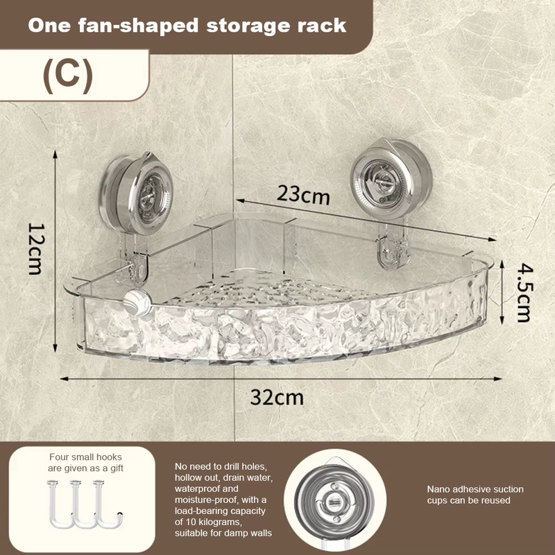 1-2Pcs Bathroom Corner Storage Rack Transparent Triangle/Rectangle Anti-Slip Str
