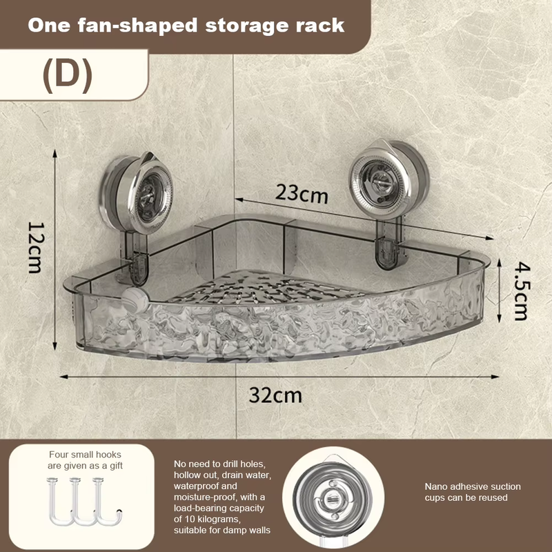 1-2Pcs Bathroom Corner Storage Rack Transparent Triangle/Rectangle Anti-Slip Str