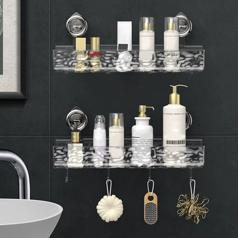 1-2Pcs Bathroom Corner Storage Rack Transparent Triangle/Rectangle Anti-Slip Str
