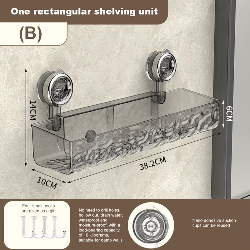 1-2Pcs Bathroom Corner Storage Rack Transparent Triangle/Rectangle Anti-Slip Str