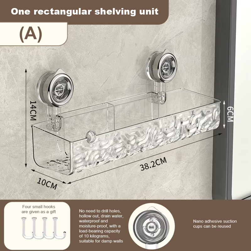 1-2Pcs Bathroom Corner Storage Rack Transparent Triangle/Rectangle Anti-Slip Str