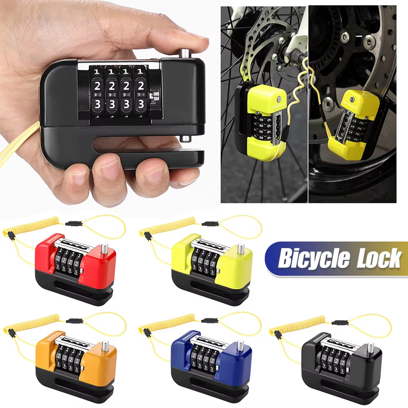 Motorcycle Safety Disc Wheel Lock Waterproof Bicycle Password Lock Bike Disc Bra