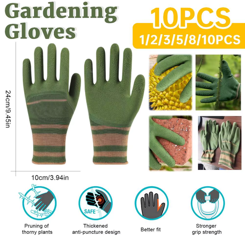1-10Pairs Gardening Gloves Thorn Proof Rose Pruning Garden Glove Unisex Breathab