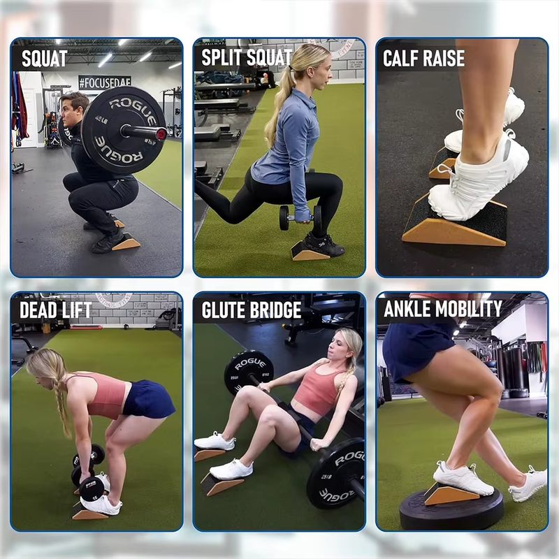 2Pcs Squat Wedge Block Cork Professional Ramp Platform Calf Raise Block for Lowe