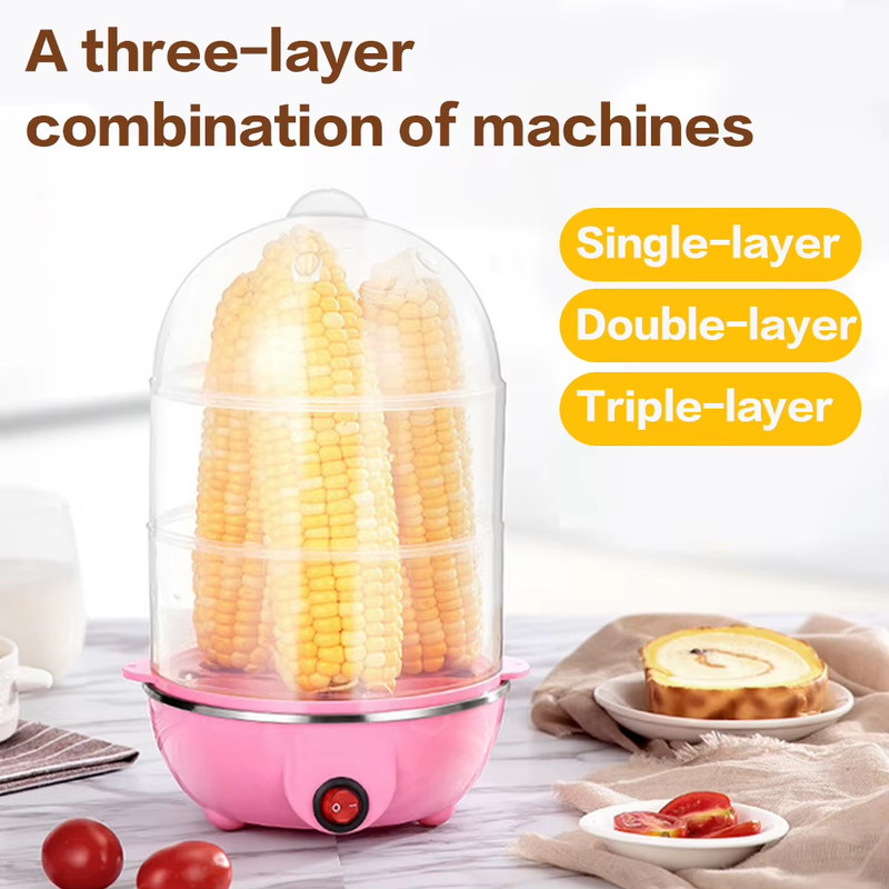 110V/220V Multifunctional Egg Boiler Three Layers Automatic Egg Cooker Mini Stea