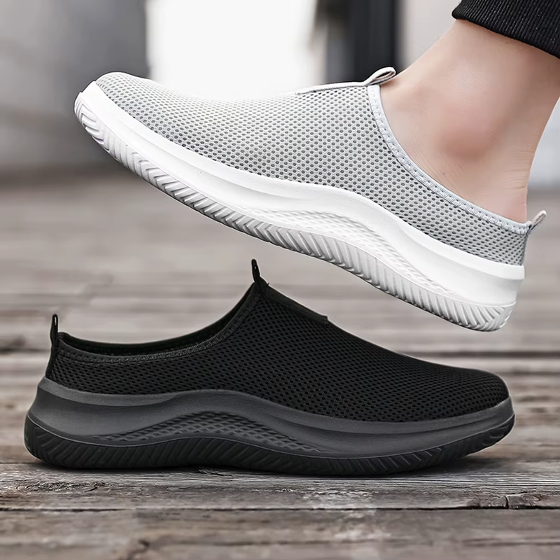 Men Large Size Running Sneaker Wear-Resistant Mesh Half Slippers Casual Walking