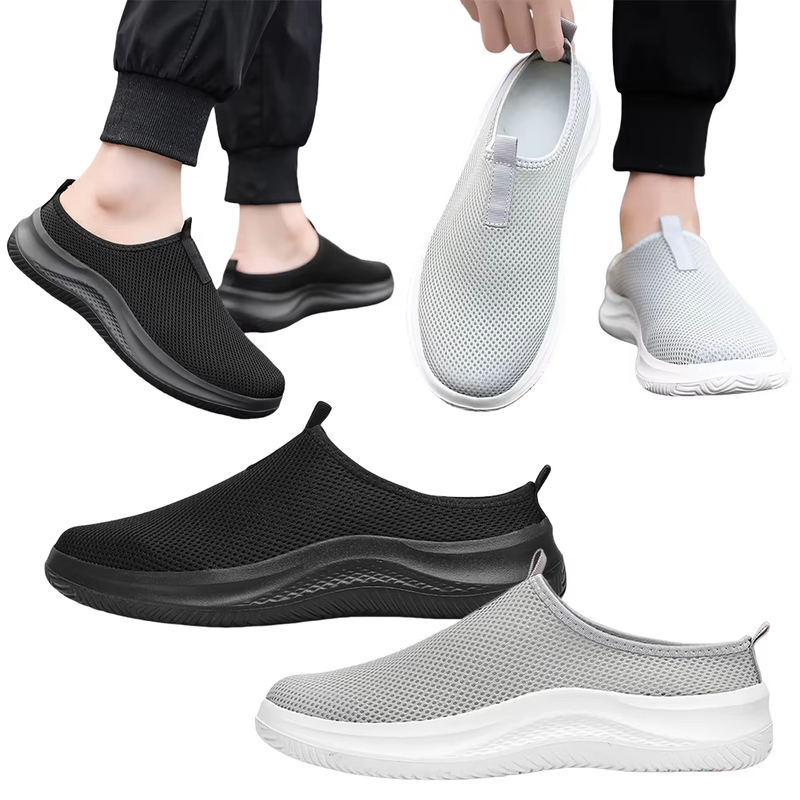 Men Large Size Running Sneaker Wear-Resistant Mesh Half Slippers Casual Walking