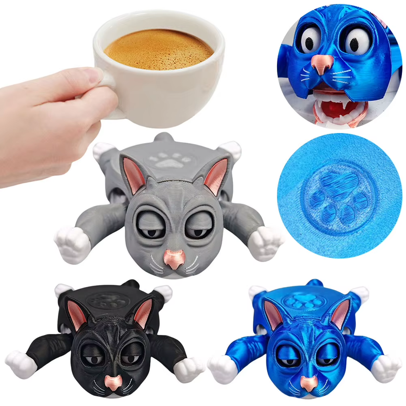 Creative Cat Coasters Funny Panicked 3D Printed Cat Cup Pad Heat Insulated Novel
