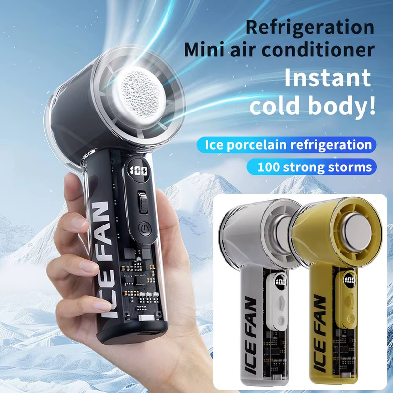 Rechargeable Handheld Turbo Fan with LED Digital Display 3000Mah Battery Wtih 10