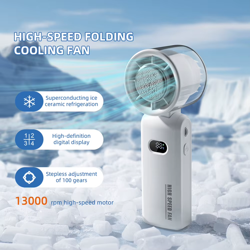 2025 New Handheld Turbo Fan 3600Mah Rechargeable Mini Pocket Air Cooling Fans wi