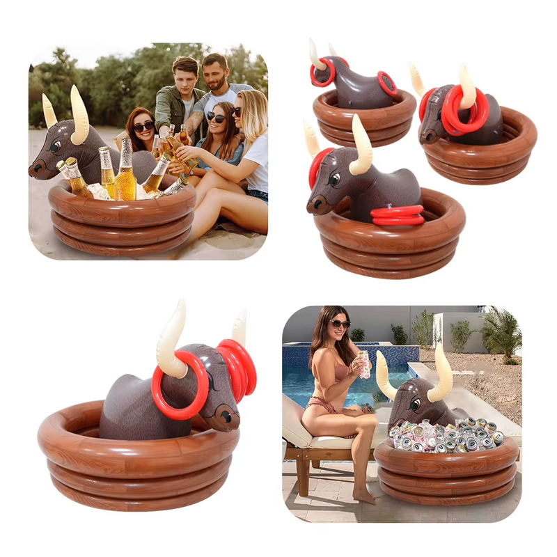 Inflatable Water Bull Cooler PVC Pool Inflatable Drinks Holder Multifunctional S