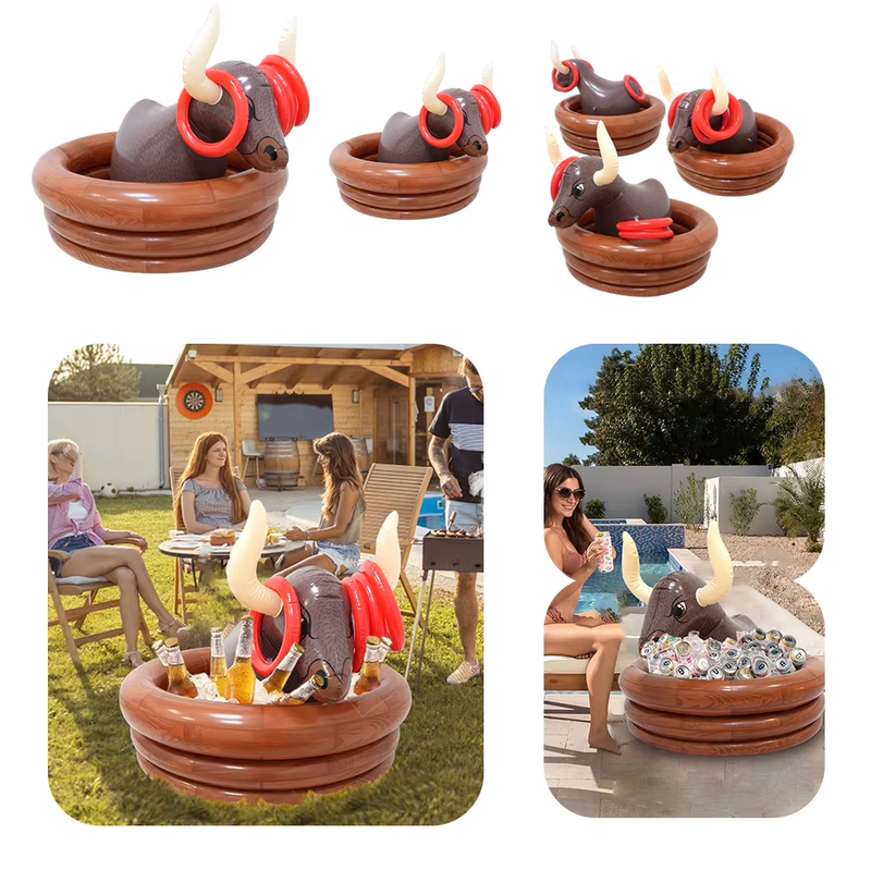 Inflatable Water Bull Cooler PVC Pool Inflatable Drinks Holder Multifunctional S