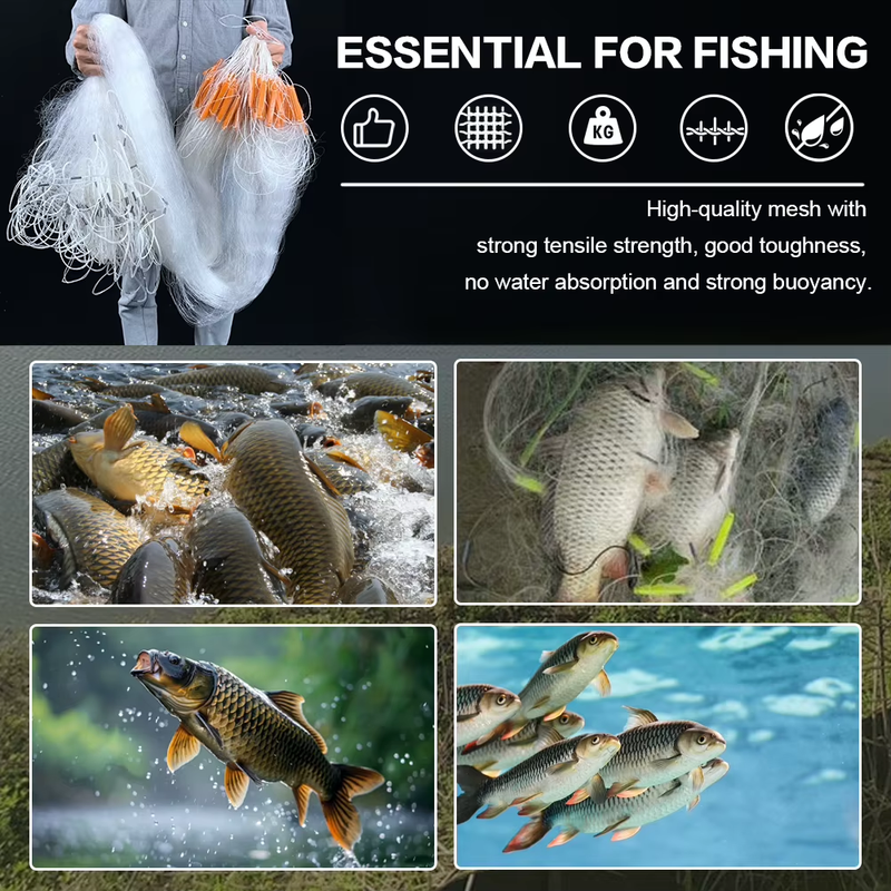 Fish Net Three Layers Floating Net Sticky Fishing Net Saltwater Fishing Cast Net