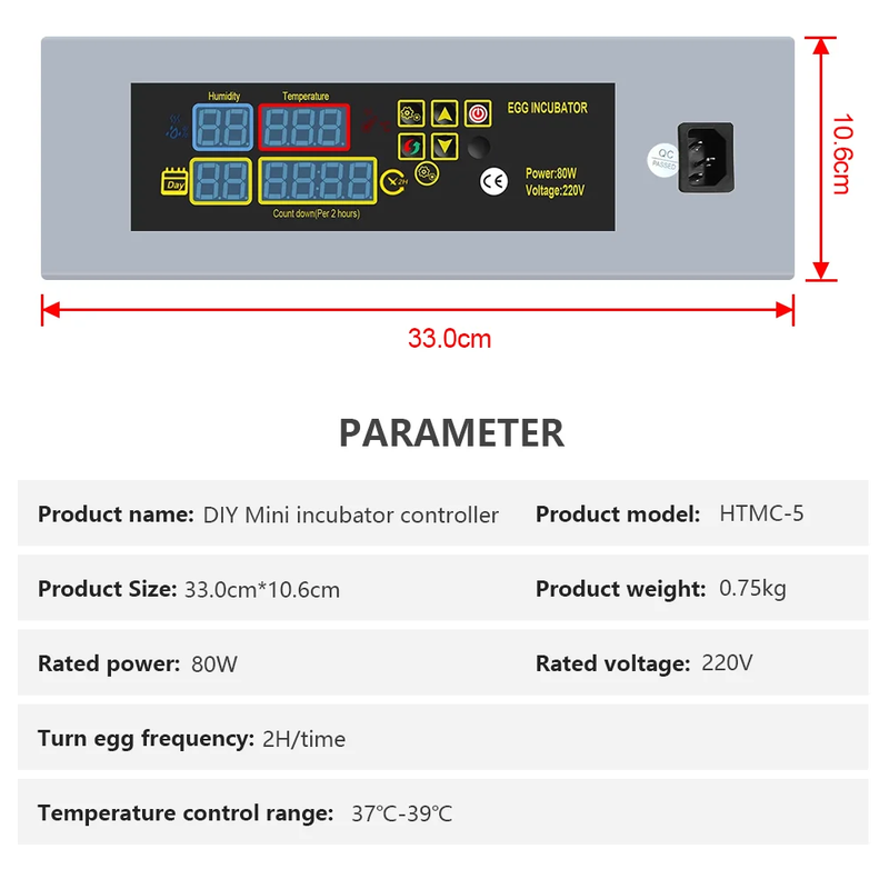 HTMC-5 Automatic Incubator Controller DIY Constant Temperature Humidity Heating