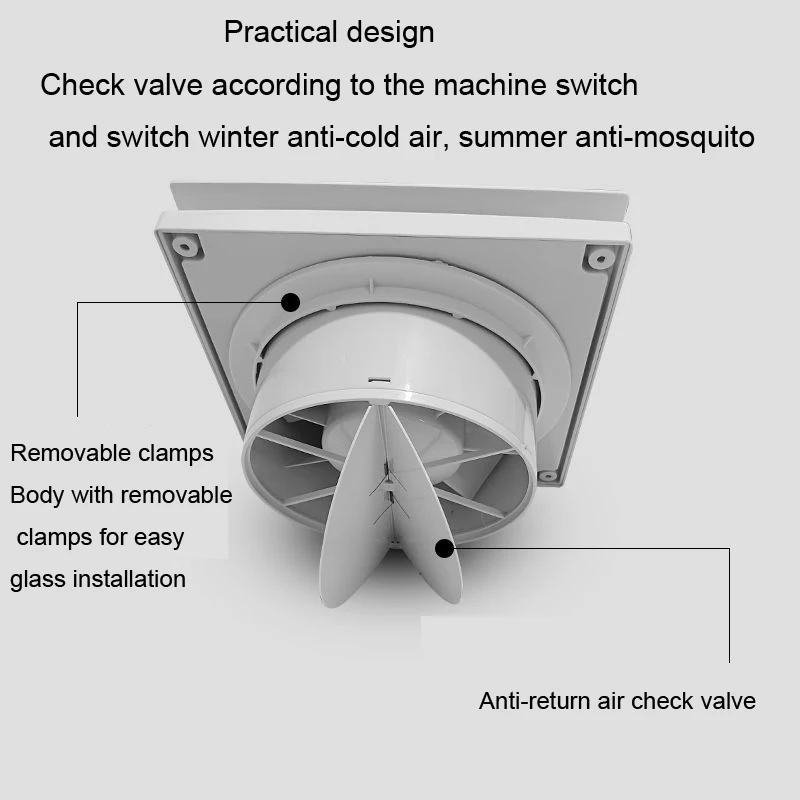 4/6 Inch High Speed Exhaust Fan Toilet Kitchen Bathroom Hanging Wall Window Vent