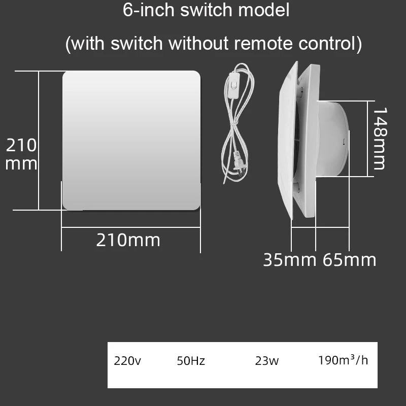 4/6 Inch High Speed Exhaust Fan Toilet Kitchen Bathroom Hanging Wall Window Vent