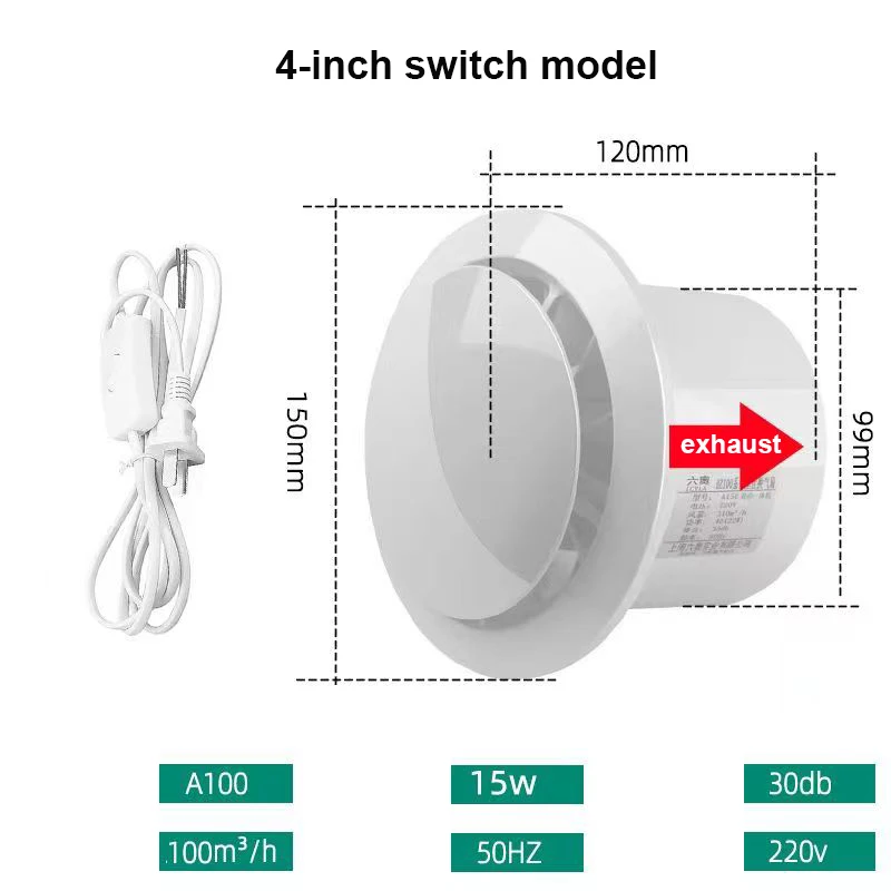 4 Inch 6 Inch Ventilating Fan Bathroom Wall Mute Household Exhaust Fan Kitchen R