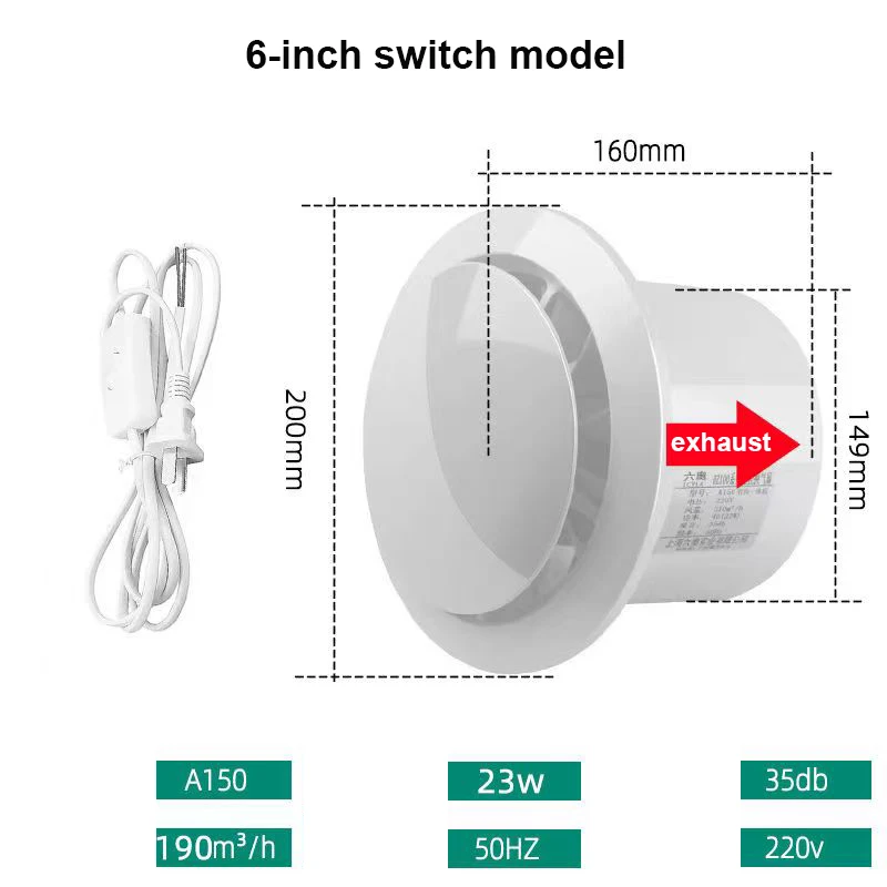 4 Inch 6 Inch Ventilating Fan Bathroom Wall Mute Household Exhaust Fan Kitchen R