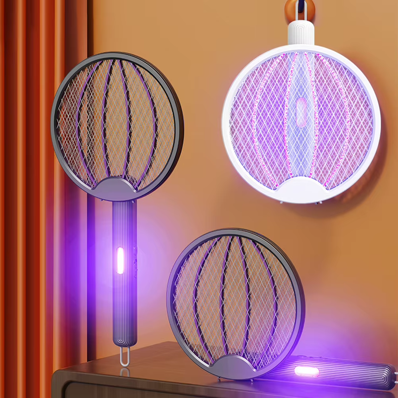 Foldable Bug Zapper Racket Rechargeable Electric Fly Swatter Safe Fly Killer and