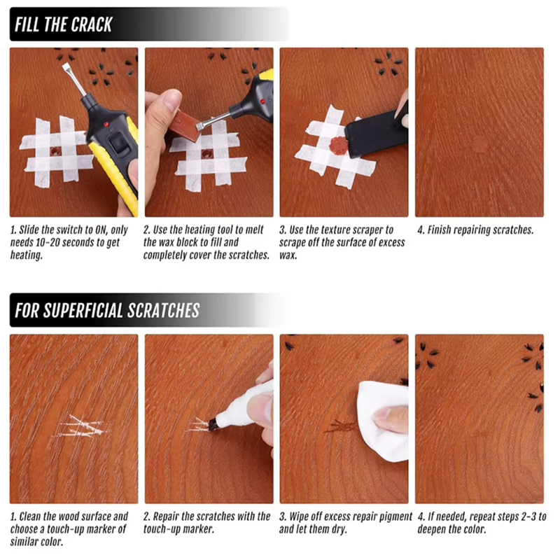 24Pcs Hardwood Floor Repair Kit Wood Touch up Markers Multi-Function Wood Furnit