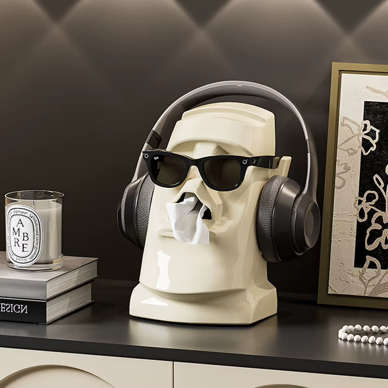 Creative Stone Figure Tissue Box Glasses Holder Headphone Stand Paper Towel Box