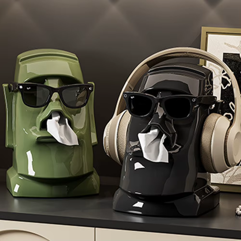 Creative Stone Figure Tissue Box Glasses Holder Headphone Stand Paper Towel Box