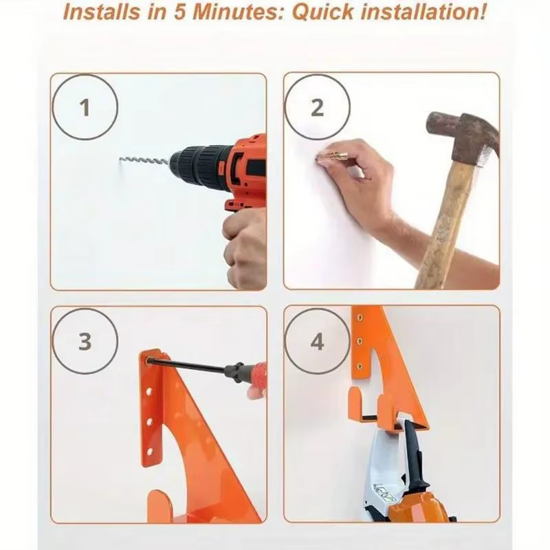Chainsaw Hanger High-Strength Chainsaw Wall Mount Hanger Metal Rustproof Bracket