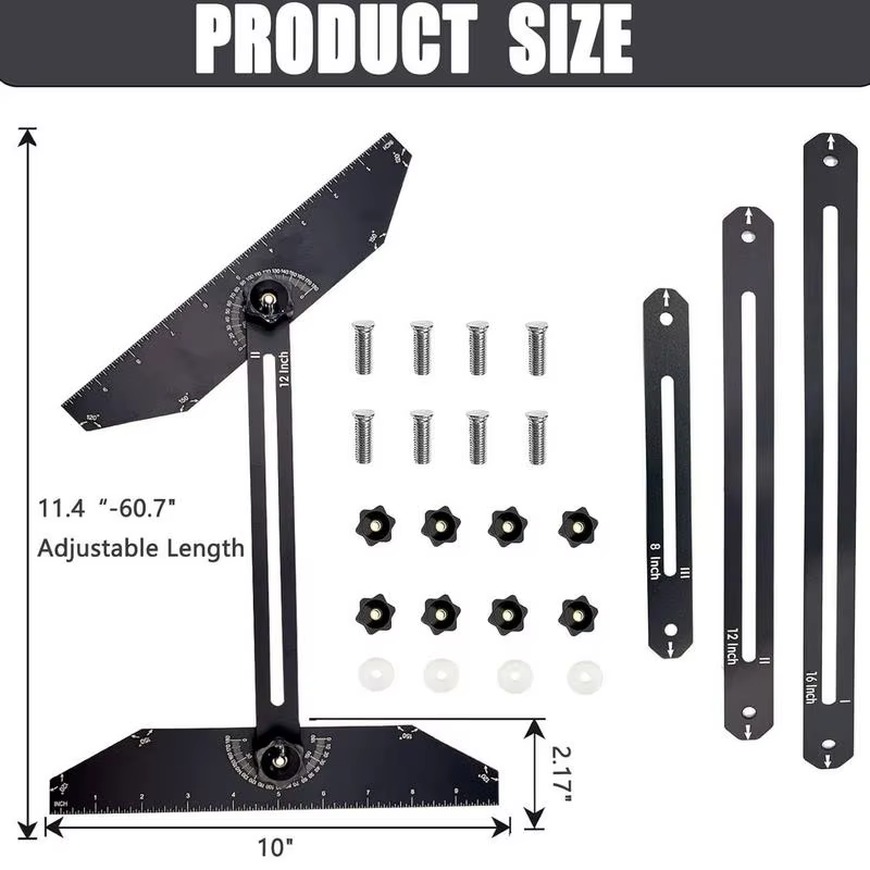 Stair Tread Template Measuring Tool Multi-Functional Duals Nut Locking Stair Ste