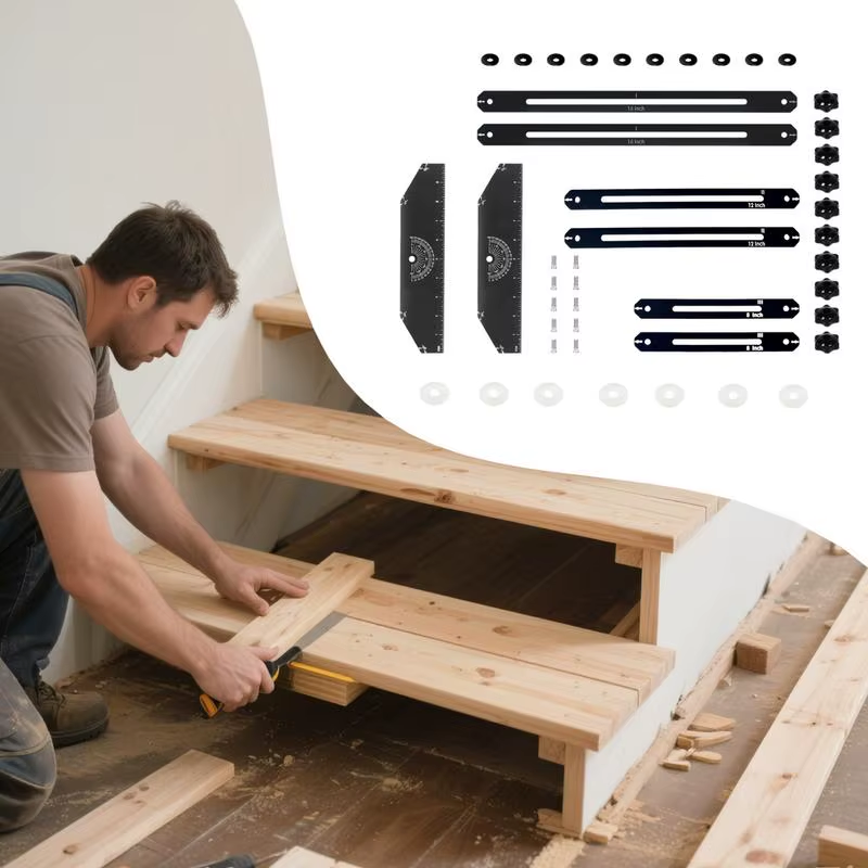 Stair Tread Template Measuring Tool Multi-Functional Duals Nut Locking Stair Ste