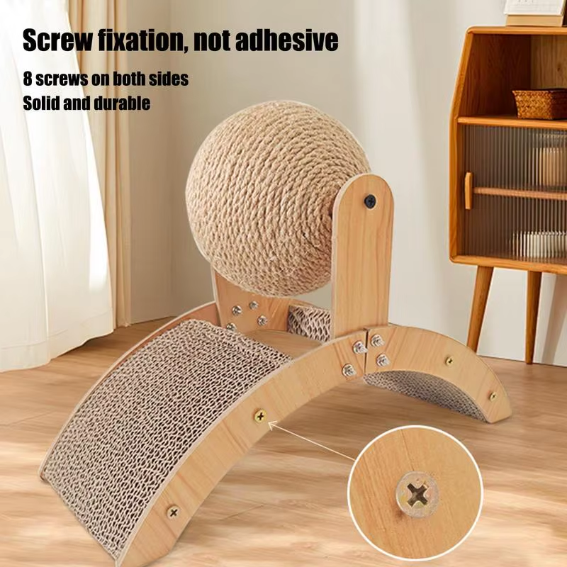Cat Scratching Board Kitten Grinding Claw Toy Arch Bridge Sisal Scratcher Wooden