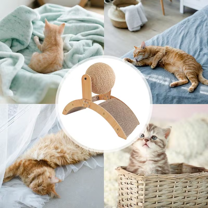 Cat Scratching Board Kitten Grinding Claw Toy Arch Bridge Sisal Scratcher Wooden