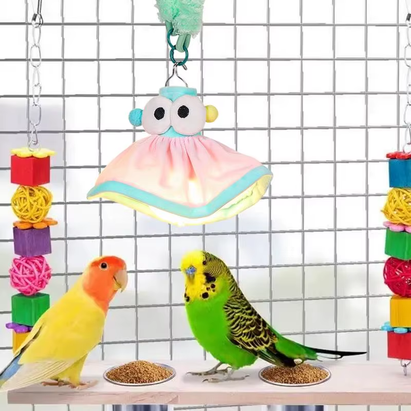 Parrot Light Bird Cage Decoration Dimmable Plush Parrot-Shaped Bulb for Terrariu