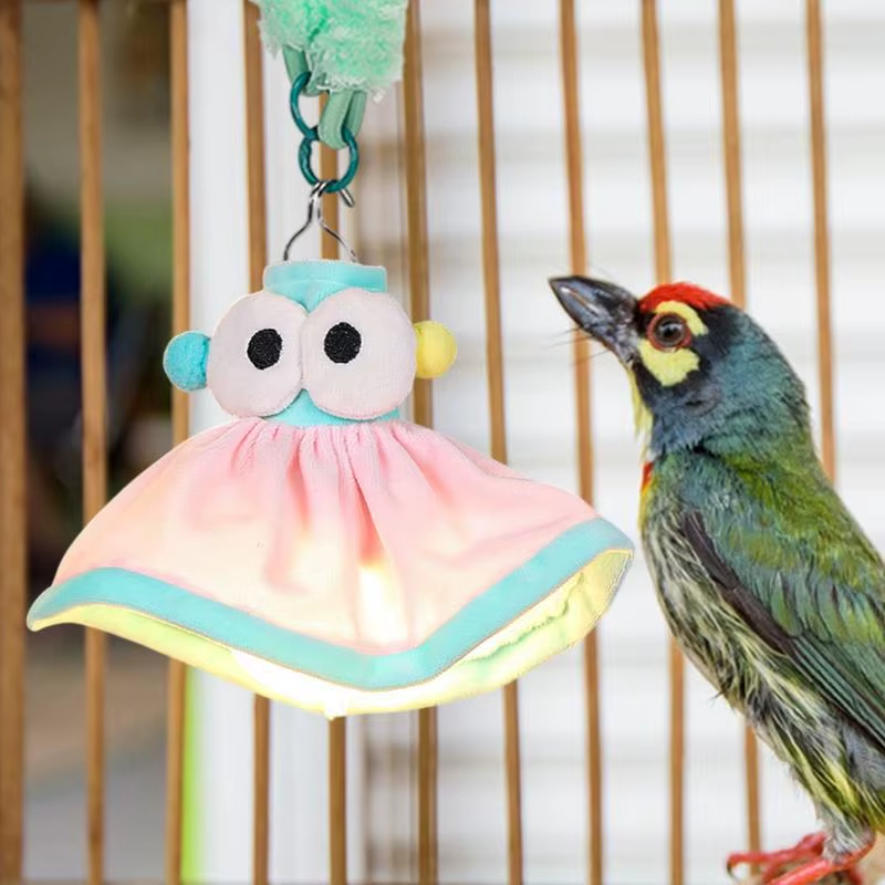 Parrot Light Bird Cage Decoration Dimmable Plush Parrot-Shaped Bulb for Terrariu